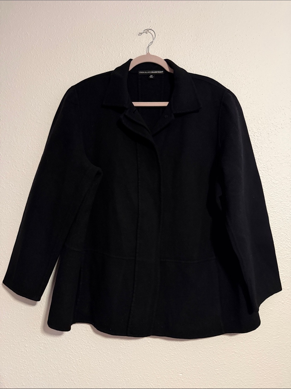 Linda Allard Ellen Tracy Black 100% Wool Jacket